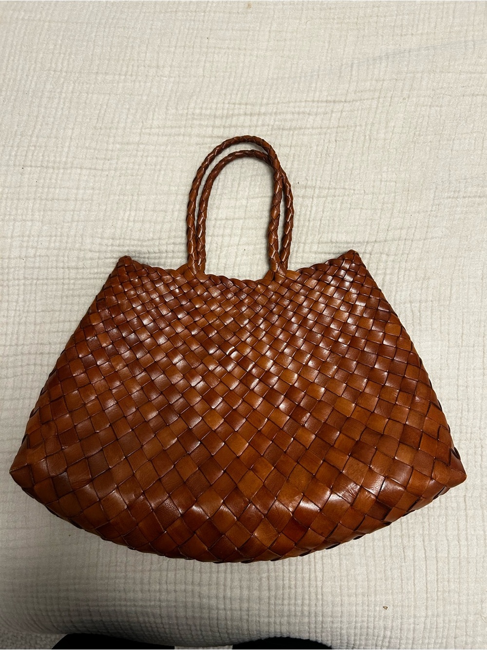 Dragon Diffusion Woven Leather Shoulder Bag - Cognac Brown